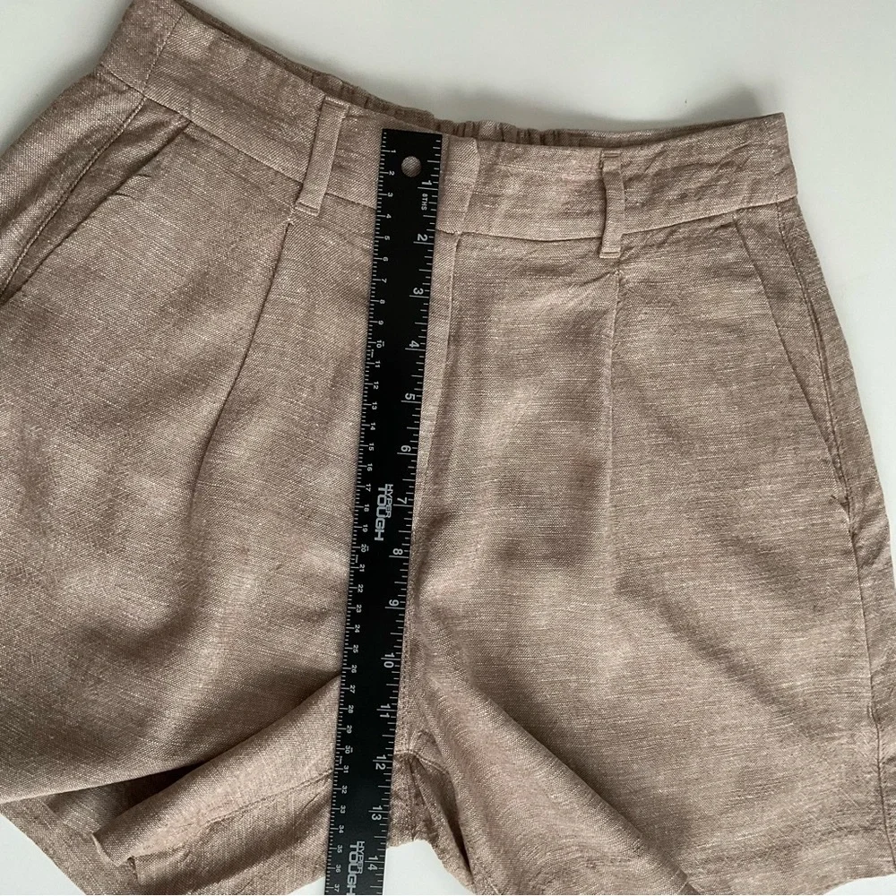 Old Navy Women's Trouser Shorts Sz S Beige Linen Blend Pockets Elastic Back Chic - Picture 6 of 9